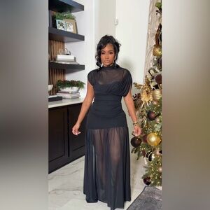 Elegant Black Sheer Evening Gown